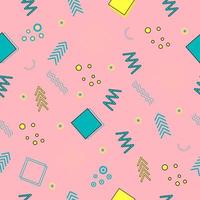 Memphis seamless pattern of geometric shapes for tissue and postcards vector