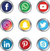 Round Shiny Social Media Icons Set vector