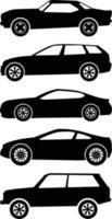 Simple Silhouette Car Icons Vector Set