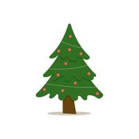árbol de navidad con bola de árbol y juguete de árbol. ilustración vectorial plana vector