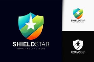 Shield star logo design with gradient vector