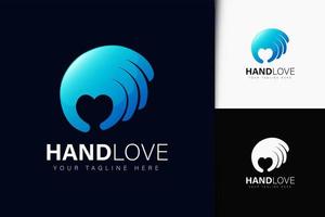 Hand love logo design with gradient vector