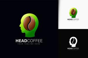 Head coffee logo design with gradient vector