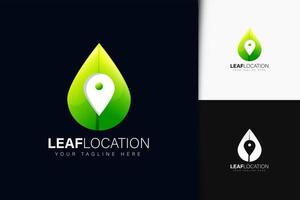 Leaf location logo design with gradient vector