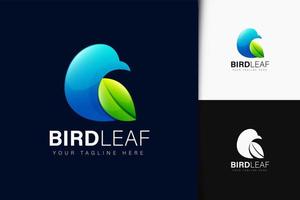 Bird leaf logo design with gradient vector