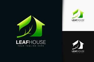 Leaf house logo design with gradient vector