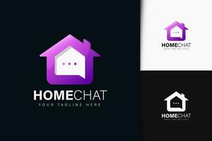 Home chat logo design with gradient vector