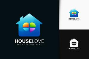 diseño de logotipo de casa amor con degradado vector