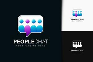 diseño de logotipo de chat de personas con degradado vector