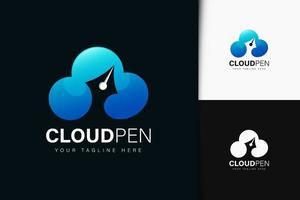 Cloud pen logo design with gradient vector