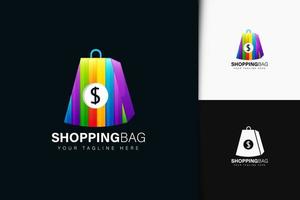 Shopping bag logo design with gradient vector
