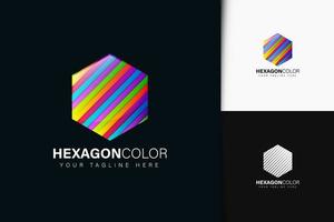 Hexagon color logo design with gradient vector