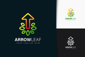 Arrow leaf logo design with gradient vector