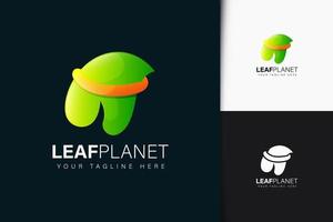 Leaf planet logo design with gradient vector