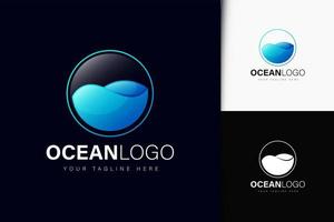 diseño de logotipo de océano con degradado vector