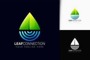 Leaf connection logo design with gradient vector