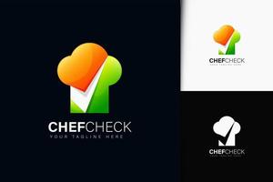 chef cheque diseño de logotipo con degradado vector