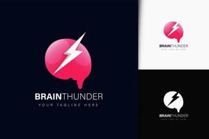 Brain thunder logo design with gradient vector