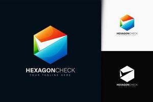 diseño de logotipo de verificación hexagonal con degradado vector