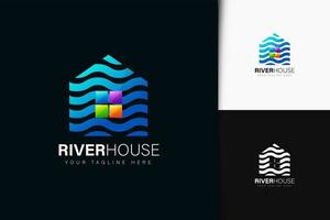 diseño de logotipo de casa de río con degradado vector