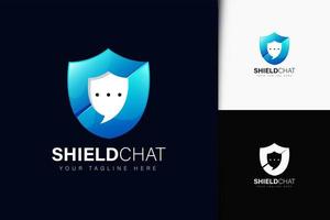 Shield chat logo design with gradient