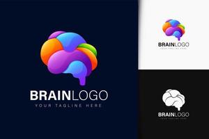 Brain logo design with gradient vector