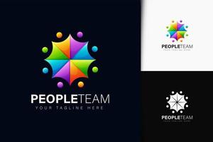 Diseño de logotipo de equipo de personas con degradado. vector