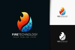 Fire technology logo design with gradient vector