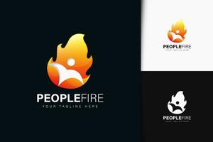 diseño de logotipo de fuego de personas con degradado vector