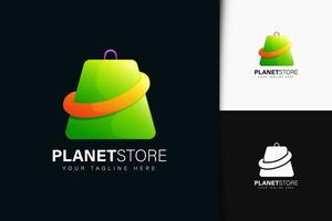 Planet store logo design with gradient vector