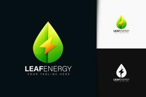 diseño de logotipo de energía de hoja con degradado vector