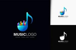 Music logo design with gradient vector
