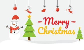 Happy Merry Christmas Background. Cute Merry Christmas Vector Design Illustration With Flat Style, Cute Christmas banner, greeting card Merry Christmas Day.