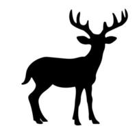 Graphic black silhouette of wild deer. vector