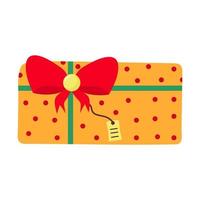 Gift box with bow and label. vector