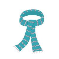 Striped blue scarf isolated on white background. vector