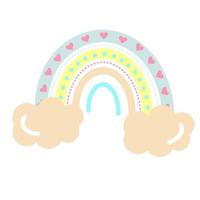 arcoiris pastel boho con nubes. vector