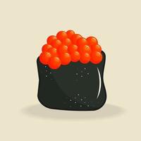 Sushi roll with caviar. Japanese cuisine. vector