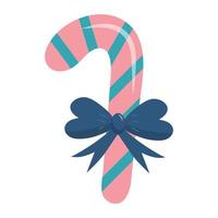 Christmas striped candy cane with bow knot. vector