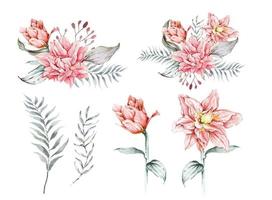 Composition lily with watercolor 4 vector