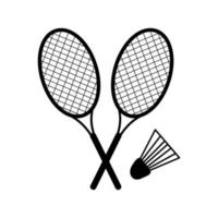 Two badminton rackets and a shuttlecock. vector