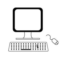 Desktop computer icon with computer mouse. vector