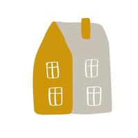 Cute Baby Vector house icon scandinavian. Doodle hand drawn sign of real estate. Childish illustration for print, web and textile