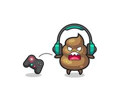 poop gamer mascot is angry vector