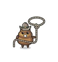 the poop cowboy with lasso rope vector