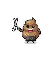 poop character as barbershop mascot vector