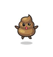 poop character is jumping gesture vector