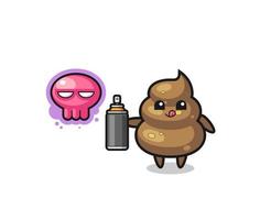 poop cartoon make a graffiti with a spray paint vector