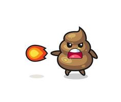 cute poop mascot is shooting fire power vector