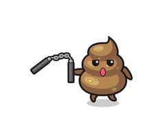 cartoon of poop using nunchaku vector